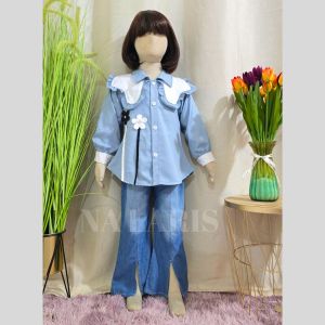 Setelan jins anak perempuan motif bunga bahan katun shakila peremuan model celana jeans cutbray/setelan YURA kombinasi motif lucu korean style terbaru umur 3 tahun - 10 tahun
