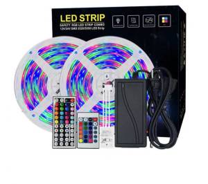 LAMPU LED STRIP 5050  5M 10M RGB WARNA WARNI IP44 AC 220V + ADAPTOR + REMOTE
