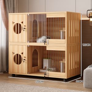 Three-Tier Cat Cage Cat Villa Cat House Large Cat Cage Solid Wood Pet Cage for Pet Shop Use