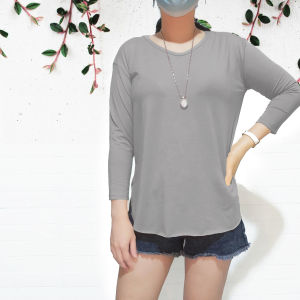 kaos v neck wanita 7/8 | atasan 7/8 | kaos lengan panjang | atasan lengan 7/8 wanita | kaos polos wanita