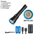 Asafee DA16 Super Powerful 3600lm Diving Flashlight XHP70.2 /SST70 Powerful LED Professional Diving Flashlight Waterproof Underwater Torch Lanterns Powered By 26650 Battery. 