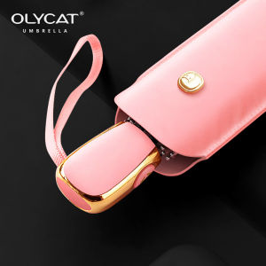 OLYCAT Flat Automatic Umbrella Rain Women Ultralight Travel Sun Umbrella Girls Anti UV Portable Folding Umbrellas 6 Ribs UPF50+ Travel Umbrella Girls