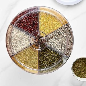 Cereal Dispenser Countertop Rotatable - Grain Containers Tank Dispenser with 6 Compartments - Ideal for Kitchen Storage of Lentils Rice Beans and Other Dry Food