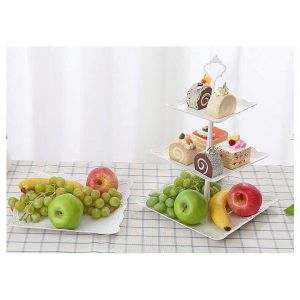 Khay mứt vuông 3 tầngKhay Dĩa Đựng Trái Cây Bánh Kẹo Hoa Quả. Mứt Tết 3 Tầng Sang Trọng Vuadienmay