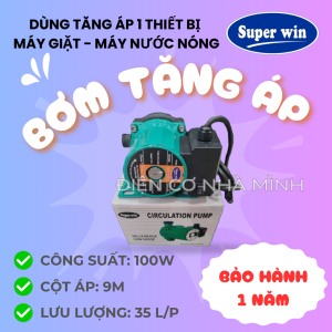 MÁY BƠM TĂNG ÁP TỰ ĐỘNG SUPERWIN 100W DÙNG CHO 1 THIẾT BỊ