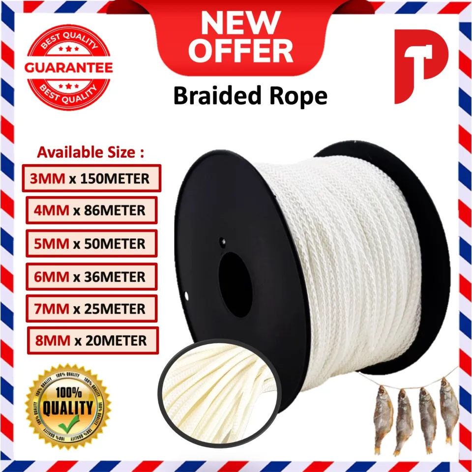 White Braided Rope Roll (3mm-8mm)