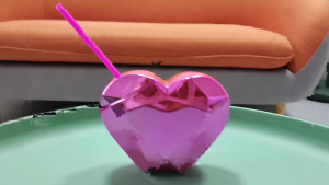 Creative Straw Cup Heart Shaped Sippys Cup Portable Drinking Bottle with Straws Valentines Day Water Glasses with Lid