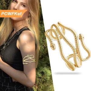 【PCWFKef】 Mở Con Rắn Trên Cánh Tay Bangle Vòng Đeo Tay Có Thể Điều Chỉnh Cánh Tay Cuff Bangle Vòng Đeo Tay Cho Phụ Nữ Đồ Trang Sức Thời Trang
