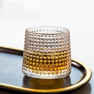 200ml Creative Rotating Whiskey Glass Bar Glass Trapezoidal Wine Glass Coffee Glass for Home