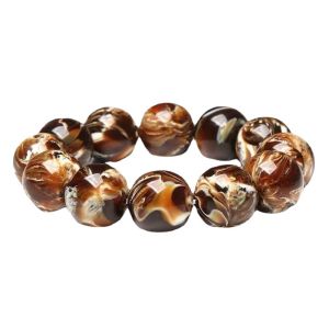 Amber Beeswax Hand String Demon Flower Cave Honey Beeswax Single Circle Mens and Womens Resin Beeswax Bracelet 缅甸根珀琥珀蜜蜡手串 妖花溶洞蜜圆珠蜜蜡 单圈男女款树脂蜜蜡手链