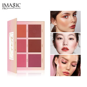 IMAGIC Makeup 6 Colors Blush Powder Palette Natural Waterproof Face Pressed