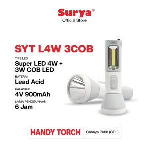 Surya Senter Lampu Emergency SYT L4W + 3COB LED Putih Rechargeable Tahan 6 Jam