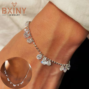BXINY 100% S925 Silver High Carbon Diamond Bead Bracelets Necklace Sparkling Zircon Hand Chain for Women Party Fine Jewelry Gift