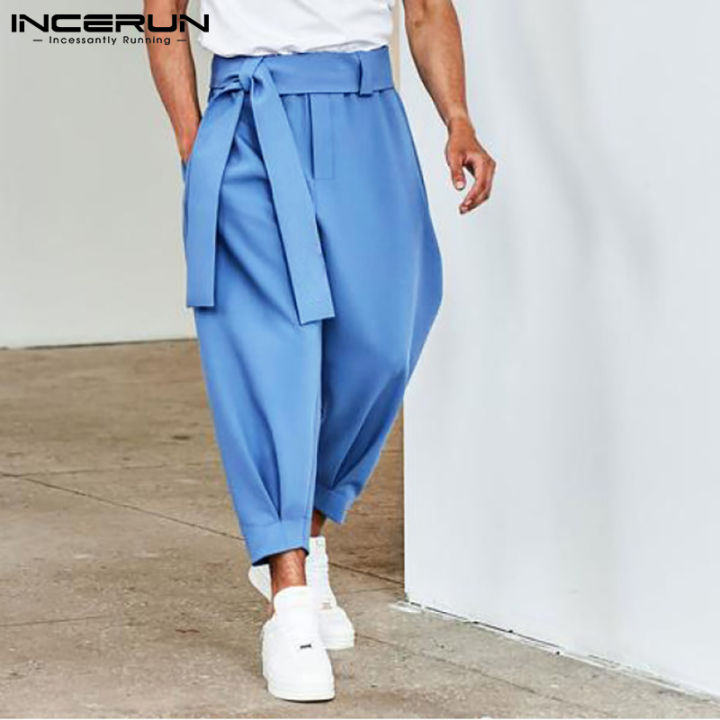 INCERUN Mens Hippy Loose Drop Crotch Trouser Baggy Harem Elastic