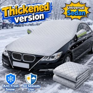 Beaut-y Half Car Cover Front Sun Protection Rain Proof Heat Insulation Fit Most Sedans SUVs PEVA Cotton
