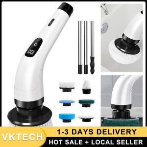 Electric Spin Scrubber with Long Handle and Dual Speed Control for Efficient Home and Bathroom Cleaning