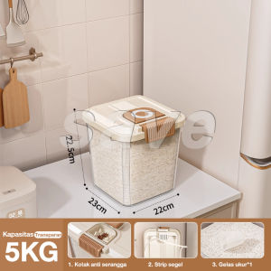Save Mall Tempat Penyimpanan Beras 5-25Kg Dengan Roda Wadah Makanan Food Grade Transparan Multifungsi Multi Ukuran Dimensi Besar Anti Kutu Anti Lembab