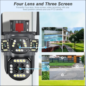 V380 PRO Cctv Camera with two Lens & Three Screen 8K 16MP WIFI IP Wireless Camera Auto Tracking 8X Zoom Outdoor Waterproof 360° PTZ Color Night Vision Smart CCTV Home Security Cameras Surveillance