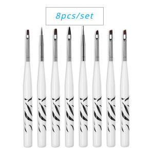 【8PCS/SET】3D Drawing Carving Pen For Nails Panting Professional Manicure UV Gel Brush Pen Design Tip Painting Drawing Carving Dotting Pen Nail Art Brush Pen Kit Painting Patterns Point Pen Flat Mouth Brush Pen