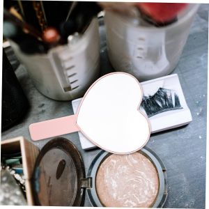 Heart Mirror Handheld Mirror for Travel Hand Held Heart ShapedCosmetic Shaped with Handle Compact s Love Glass Miss Vanity