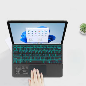 Rechargeable Magnetic Wireless Bluetooth Keyboard for Microsoft Surface Pro 11 10 9 8 X 13 Inch 1876 Laptop with 7-Color Backlit Trackpad Battery and Type-C Charging Cable