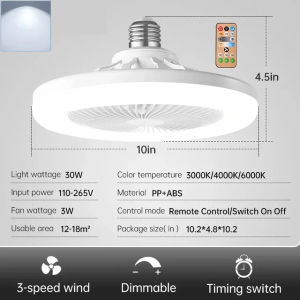 3 In 1 Lampu Kipas Angin Gantung Plafon Ruang Tamu Kipas Lampu Gantung Hias E27 2IN1 3 Kecepatan 25CM Meja Makan Kamar Tidur Kamar Kantor LED Putih Lampu Kipas Angin Dengan Remote