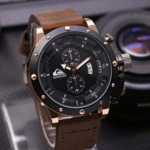 PROMO !! JAM TANGAN QUIKSILVER KULIT JAM TANGAN FASHION PRIA GJK-003 FREE BOX & BATRAI CADANGAN