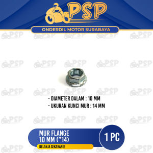 Mur Flange 10mm (Harga Per 1 PCS) - Mor Baut Baud Flange Fleng Pleng Hex Nut Bibir Ring Topi Drat