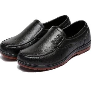 รองเท้าผู้ชาย รองเท้าหนัง PVC สีดำ แฟชั่น ลำลอง รองเท้ากีฬา รองเท้าทำงาน