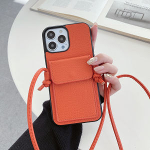 เคสกระเป๋าสตางค์ใส่บัตรหนังมีกระเป๋าสำหรับ Iphone 15 Pro Max 14 Pro/ 13 Pro Iphone 11 12 Pro 13 Mini XR XS Max 8 7 Plus เคสซิลิโคนนิ่มสายโซ่สายคาดที่คล้องสะพายข้าง