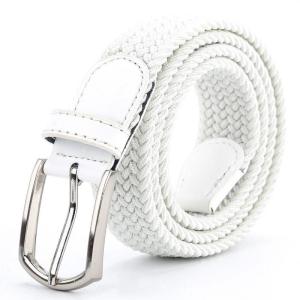 Men Belt 110cm 2024 Luxury White Grey High Leather Buckle New Elastic Braided Casual Women Canvas Korean All Match Pin Denim