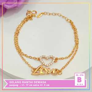 Nice Jewelry Gelang rantai layer love kombi perhiasan lapis emas gold GL 216