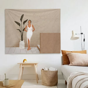 Small fresh Morandi color wall-mounted tapestry wall hanging decoration fabric hanging painting background cloth wall-mounted tapestry living room bedroom
