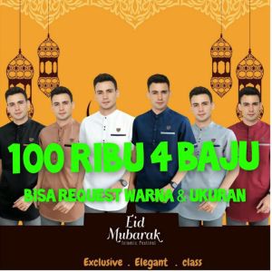 100 RIBU DAPAT 4 BAJU KOKO KURTA PAKISTAN LENGAN PENDEK MUSLIM PRIA DEWASA BAHAN KATUN ADEM DIPAKAI