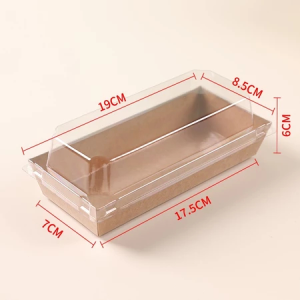 50PCS Kraft Sushi Tray Sandwich Box Pastry Dessert Box Clear Lid Container Cake Packaging for Food
