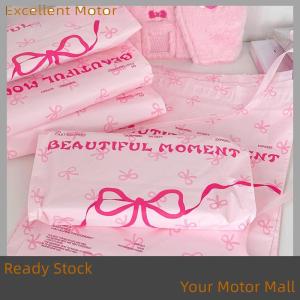 Excellent Ready Stock 10Pcs Pink Plastic Courier Bags Bow Knot Printed Express Envelope Clothing Packing Shipping Envelopes Self Adhesive Mailing Bag