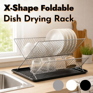 Foldable Dish Drying Rack X Shape Non slip Drainage Cutlery Organizer Compact Countertop Kitchen