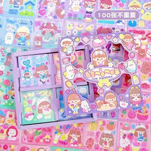 🇲🇾Ready Stock🇲🇾100PCS LASER GUKA STICKER CARTOON MURAH COMEL HANDBOOK STICKER CUTE 100张镭射咕卡贴纸 咕卡手账素材 可爱贴纸 盒装贴纸