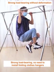 Foldable/expandable 2.4m stainless steel double pole clothes drying rack/outdoor and indoor clothes drying rack/with wheels