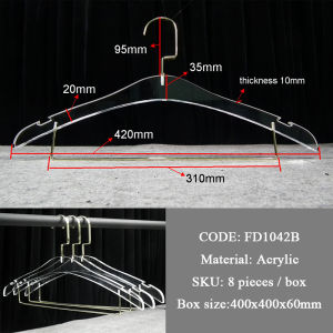8 pcs pack Transparent Acrylic Pants HangersHome for Wardrobe Storage Adult Plastic Trousers hanger with hanging clips （Hook & Clips Style Optional）