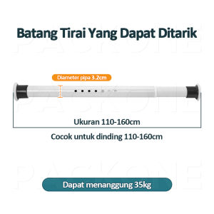 PACPIE 1-5M Tiang Gorden Fleksibel Tidak Perlu Pengeboran 32MM Diameter Batang Tirai Teleskopik Gantungan Baju