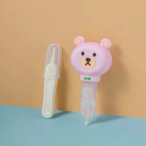 Dụng Cụ Hút Dịch Mũi Cho Bé Bóp Tay Silicone Ống PP Tháo Rời Hình Gấu Có Hộp Đựng Không Cần Điện