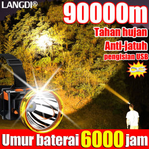 lebih terang dari matahari LANGDI senter kepala super terang 89W Militer Berat Baterai Lithium Bisa Charge Tahan air dan tahan jatuh Cocok untuk memancing malam Patroli malam(SENTER KEPALA LED CAS Headlamp USB CHARGEABLE berkemah led Senter Berkemah)