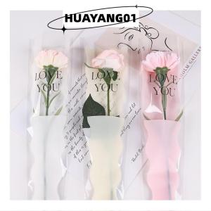 HUAYANG01 [HOT FASHION] 10pcs Single Rose Sleeves Flower Wrapping Bag Bouquet Packaging Bags Clear Cellophane Floral Wrappers For Valentines Day