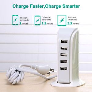 USB Charger Hub 5 Port Charging Station Dock 5V 4A for Mobile Phones Wall Chargers