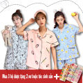 Bộ Đồ Ngủ Pizama Nữ -Pizama Ngắn - Pizama Lụa -  Bộ Đồ Ngủ Nữ - Đồ Bộ Pijama- Đồ Bộ Nữ - Đồ Bộ Nữ Mặc Nhà Pijama Tay Ngắn Quần Ngắn Kate Thái Phi Bóng Hoạt Hình Cute Dễ Thương size 35-60kg. 