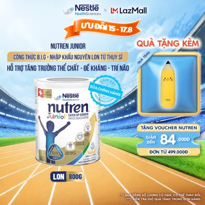 Sữa Bột Dinh Dưỡng Y Học NESTLÉ NUTREN JUNIOR Xuất Xứ Thụy Sĩ Công Thức BIG Hỗ Trợ Tăng Trưởng Thể ChấtTrí NãoĐề Kháng Cho Bé 800G