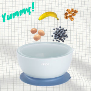 Chén Bát Ăn Dặm Cho Bé Chống Đổ Đế Hít Silicone ANBE Việt Nam cách nhiệt kèm nắp 400ml an toàn chính hãng CBĐH1