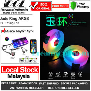 Coolmoon Musical Rhythm Jade Ring RGB LED Gaming PC Casing Cooling Fan 12CM Stand-alone Wireless Controller ARGB Sync