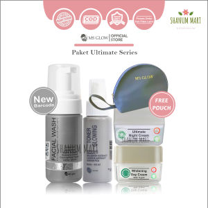 MS Glow Ultimate Flek Ori - MS Glow Ultimate Paket - MS Glow Ultimete Daily BB Cream -Paket Cream Penghilang Flek Hitam - 1 Paket isi Cream Siang Cream Malam Sabun Wajah dan Toner